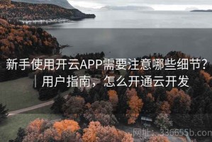 新手使用开云APP需要注意哪些细节？｜用户指南，怎么开通云开发